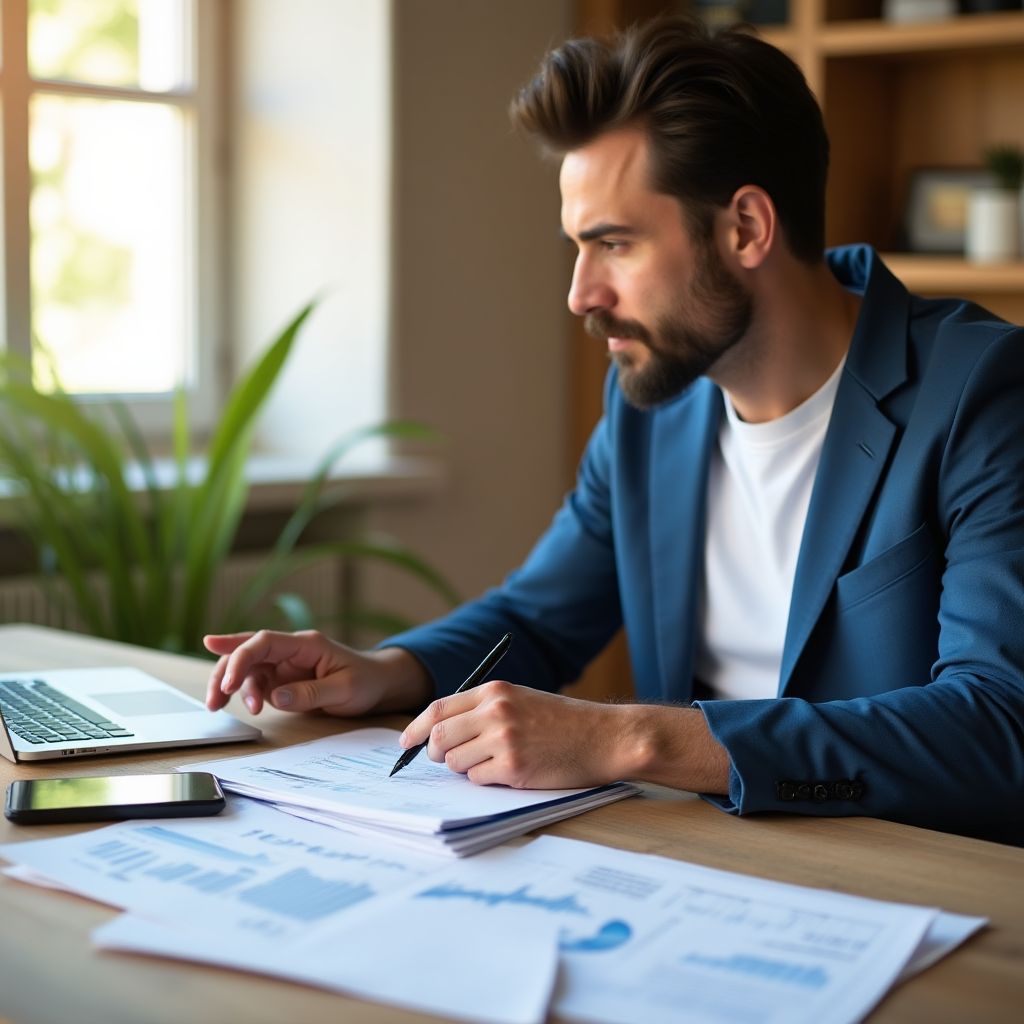 Profesional independiente gestionando finanzas